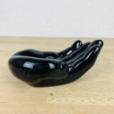 Vintage black ceramic hand pocket empty