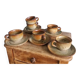Coffee service with cups and saucers in Puisaye stoneware by Jean-Pierre Prud'homme