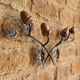 Signed Hand-Forged Iron & Wood Acorn Coat Rack, 1960s