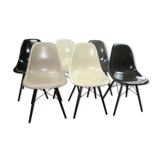 Lot de 6 chaises DSW Eames édition Herman Miller