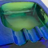 Square blue glass ashtray