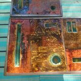 Set of 2 tables enamelled lava