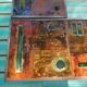 Set of 2 tables enamelled lava