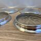 Lot Pair of Silver Metal Bottle & Glass Coasters with Hallmarks