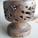 Sandstone lamp from the 60s signed Agnès Escala