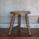 Vintage stool, old wooden stool, tripod stool