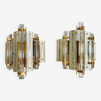 Venini pair of Murano glass wall lights, Italy 1980s