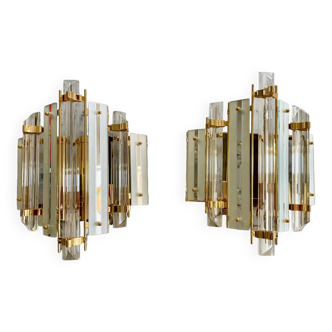 Venini pair of Murano glass wall lights, Italy 1980s