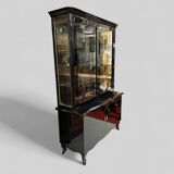1950s black lacquered two-body display cabinet - bookcase