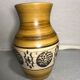 Old Beige Ceramic Vase - Black Drawings - Interior Marron Germany Vintage