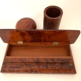 Walnut magnifying glass desk set