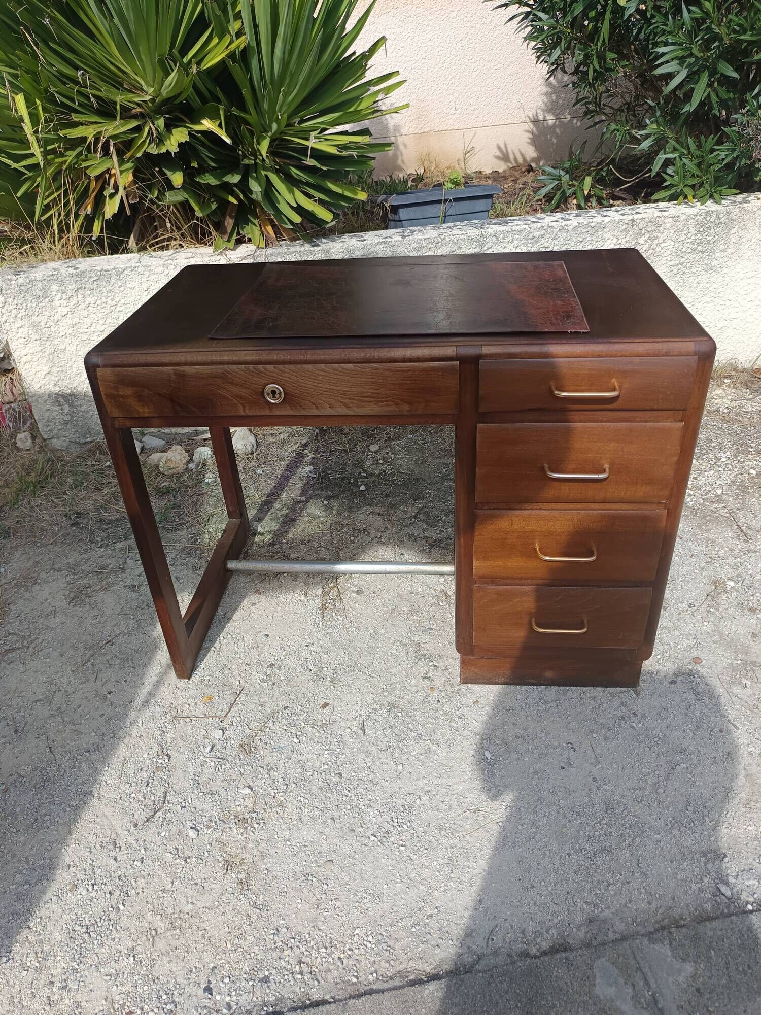 Vintage wooden desk – 5 drawers – 1960s