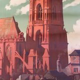 Tourist poster original old Rodez en Aveyron