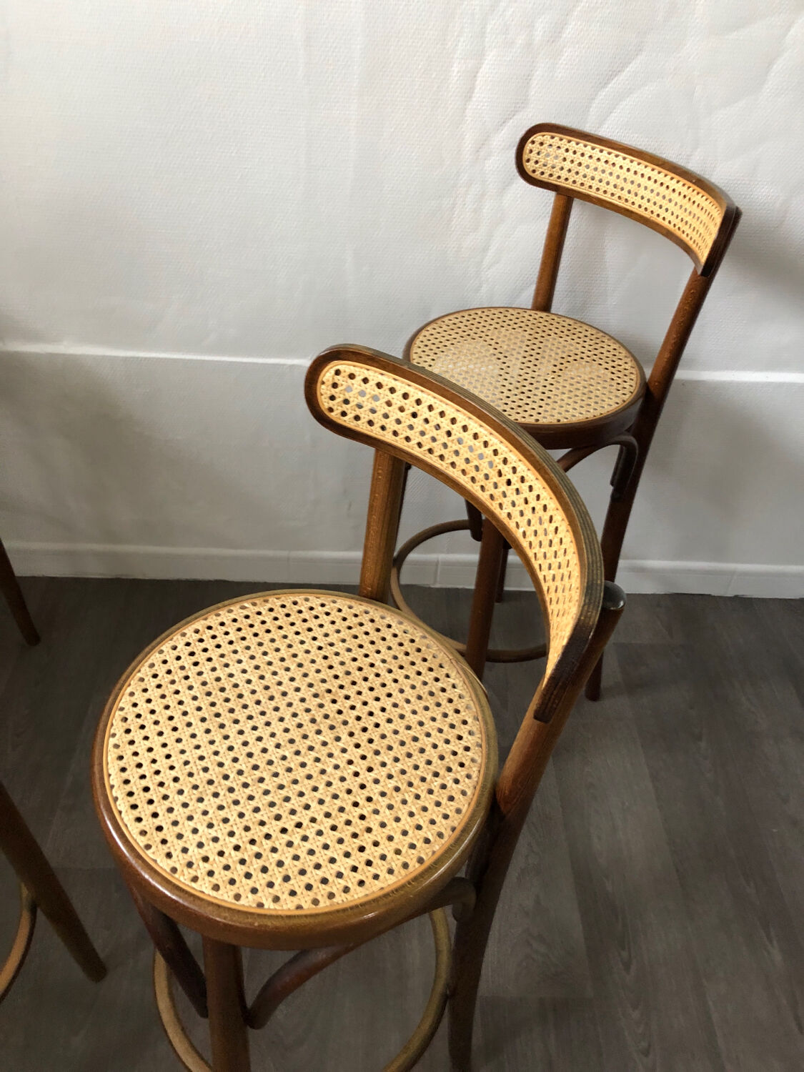 Set of 04 high stools canned bentwood