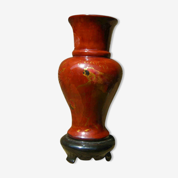 Vase laqué bois