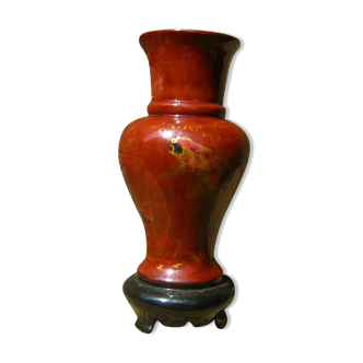 Vase laqué bois