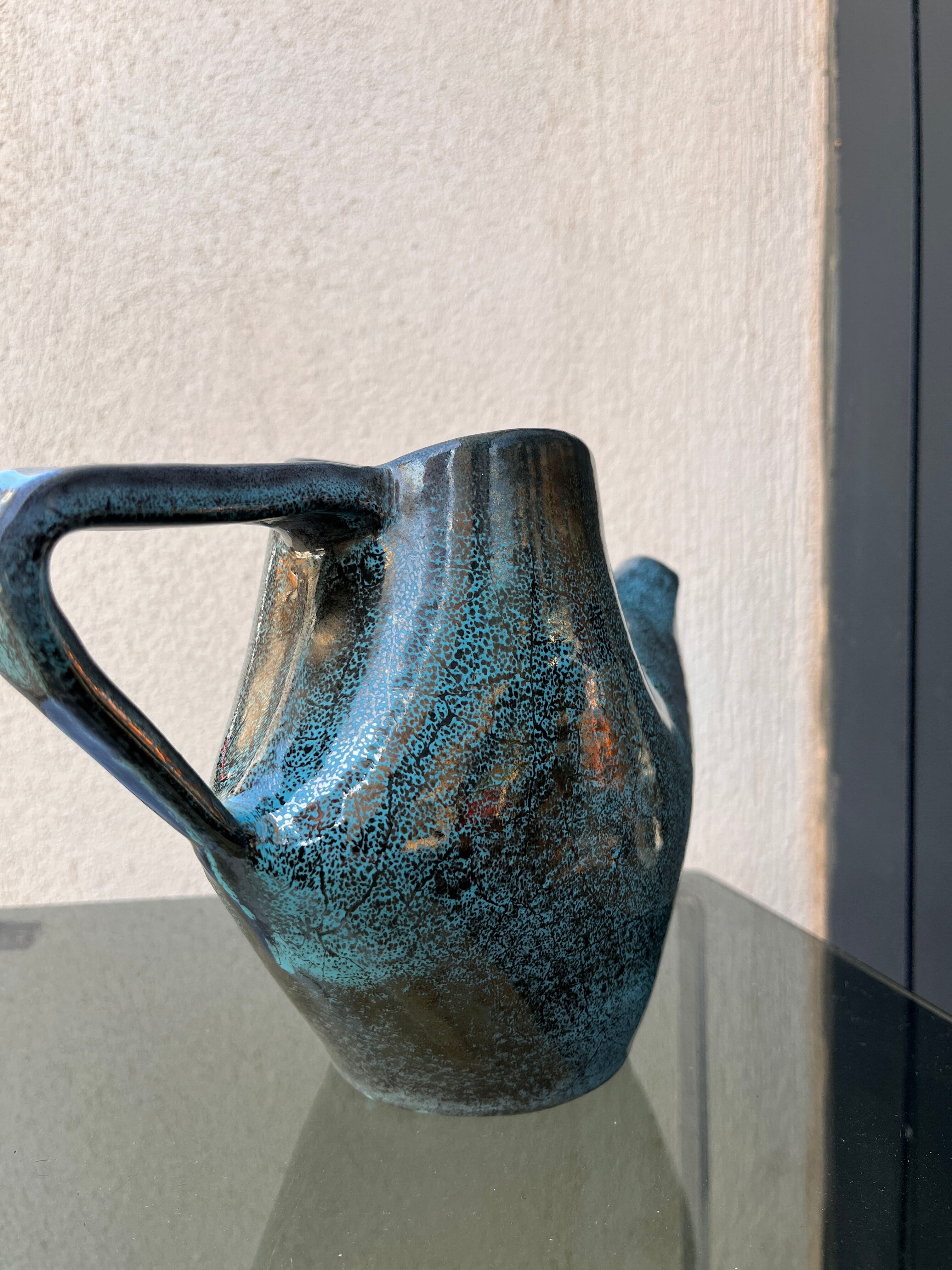 sculptural vase, flamed ceramic, 1970