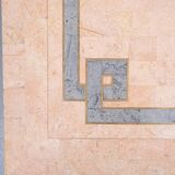 Robert Marcius Pink Tessellated Marble and Brass inlay Coffee table 1970s