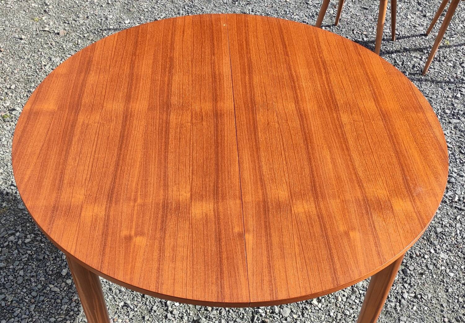 Old round extendable Scandinavian style table from the 1960s