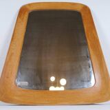 Mid-century modern sculptural wall mirror, oak, crystal glass, Glas & Trä, 1960s