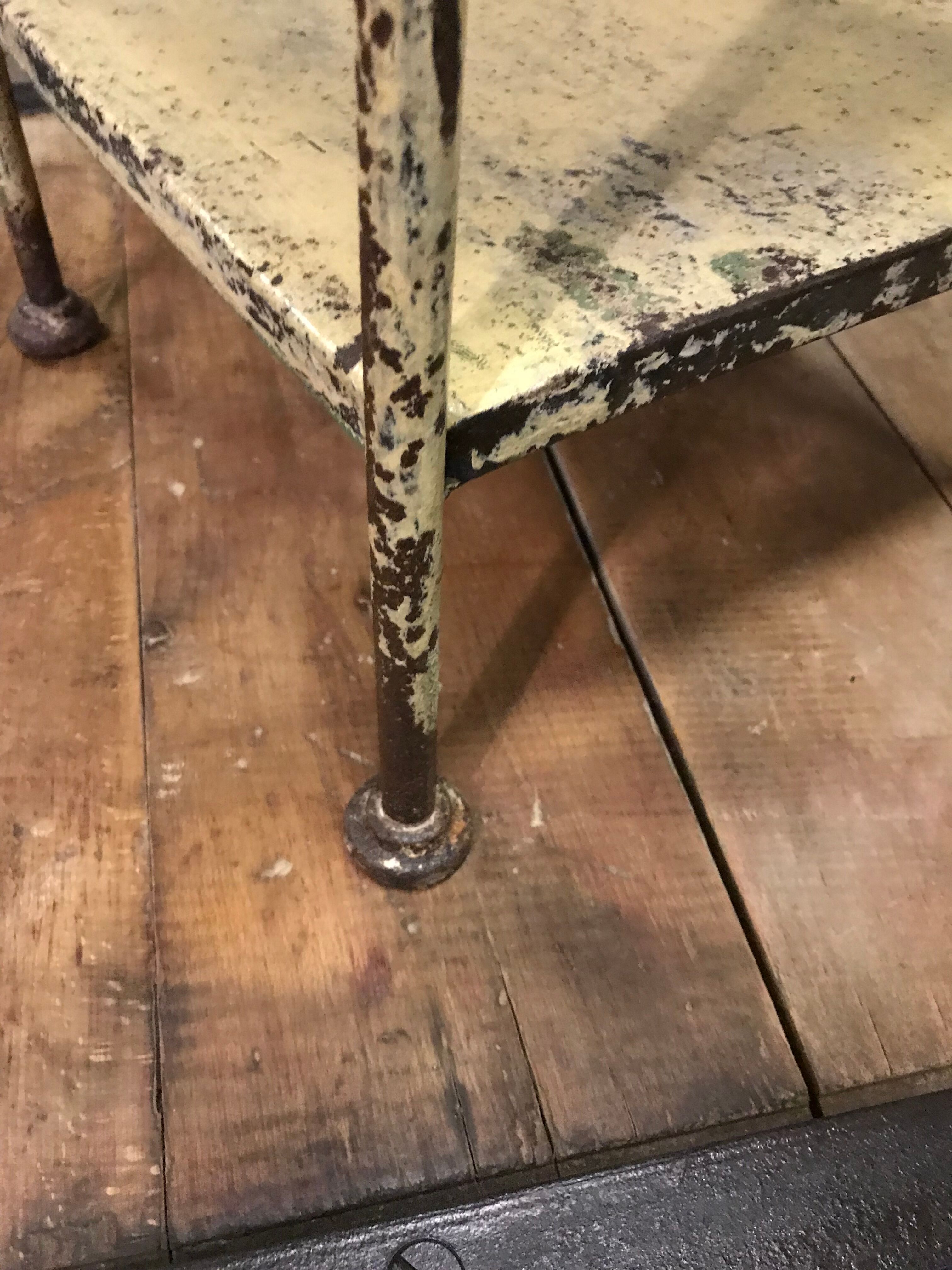 Former industrial metal and solid oak bedside