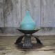 Large hammered wrought iron candlestick tripod, modernist candle holder.