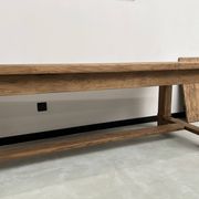 Large solid oak farm table with its extensions, 1950s