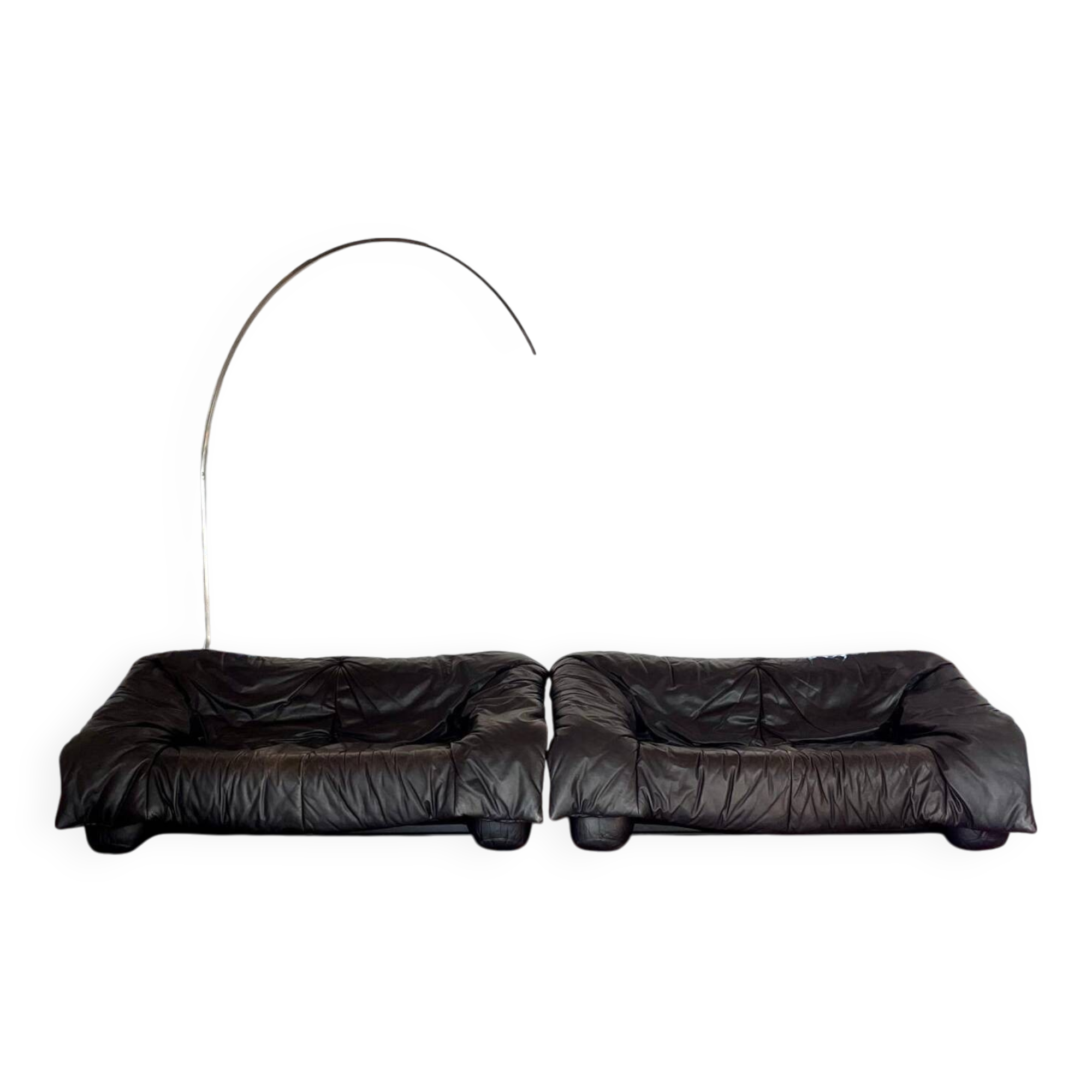 Pair of "Flou flou" Ligne Roset sofas by De Pas, D Urbino, Lomazzi vintage 80s