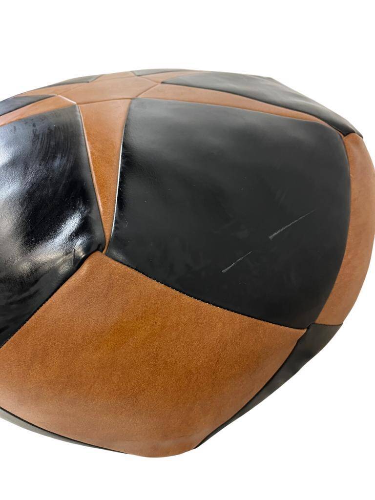 Vintage brown black patchwork pouf from the 70s