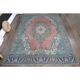 1970s Vintage Persian Handmade Wool Cotton Pink Area Rug 282x385
