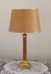 Tall French Mid Century Table Lamp Square Base With Beige and Gold Shade