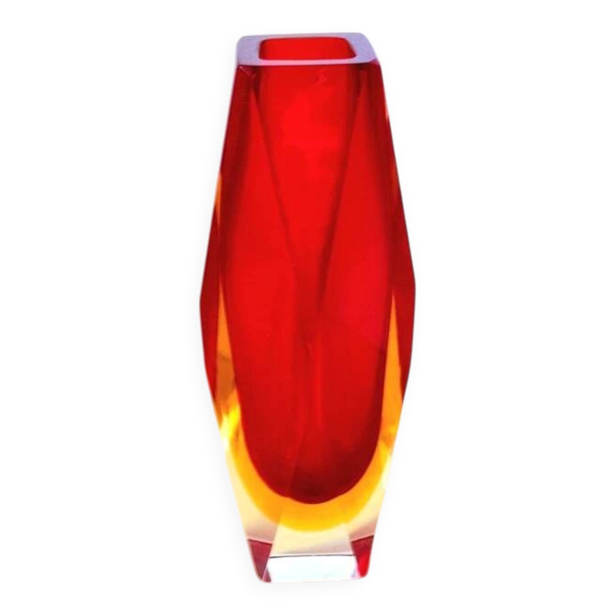 Sommerso vase prism, Flavio Poli, Murano 1970