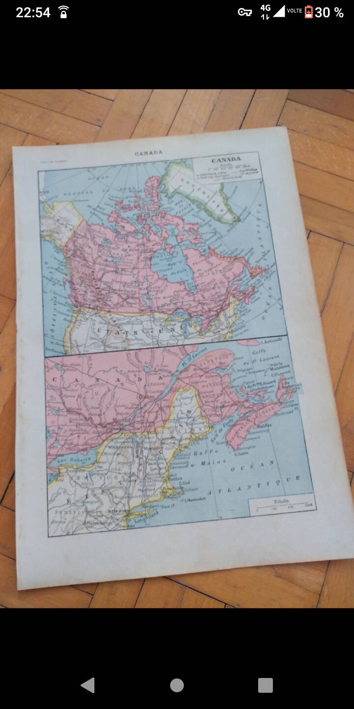 Map poster Canada Larousse encyclopedia board