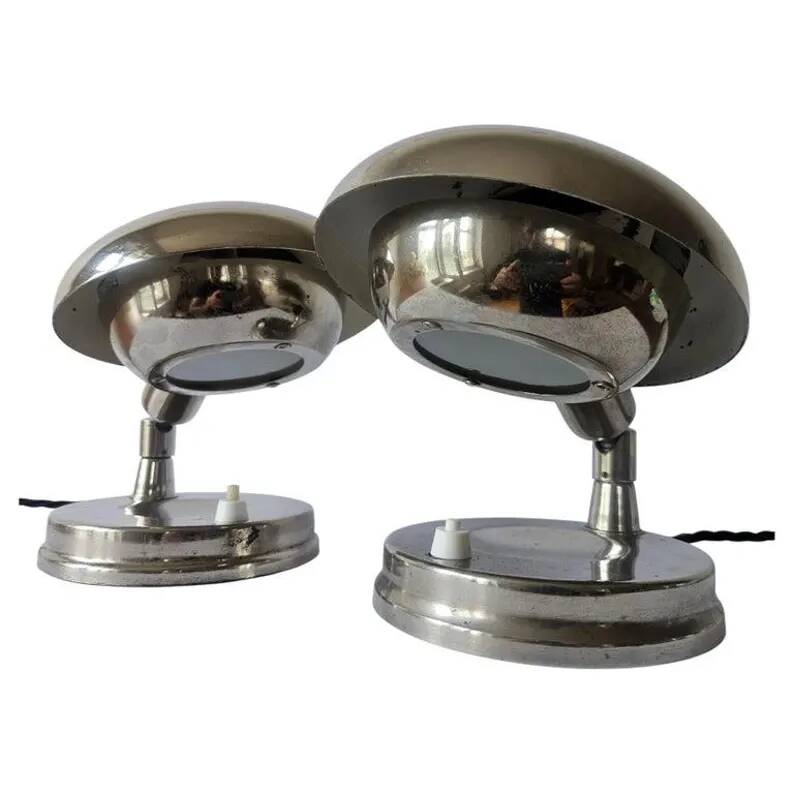Pair of Very Rare Bauhaus Chrome Table Lamps, Art Deco, Franta Anyz, 1930s