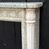 Louis XVI style fireplace in green Estours marble and white Carrara, circa 1880.