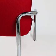 Pair of Italian armchairs in chromed metal and red fabric, 1970