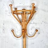 Bamboo and rattan coat rack