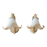 Pair of glass paste wall lights