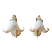Pair of glass paste wall lights