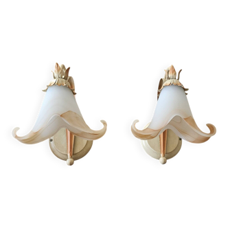Pair of glass paste wall lights