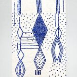 Azilal Moroccan Berber rug with Majorelle blue patterns, 2.42 x 1.50 m