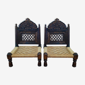 Pair of folding tibetan armchairs