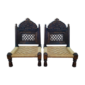 Pair of folding tibetan armchairs