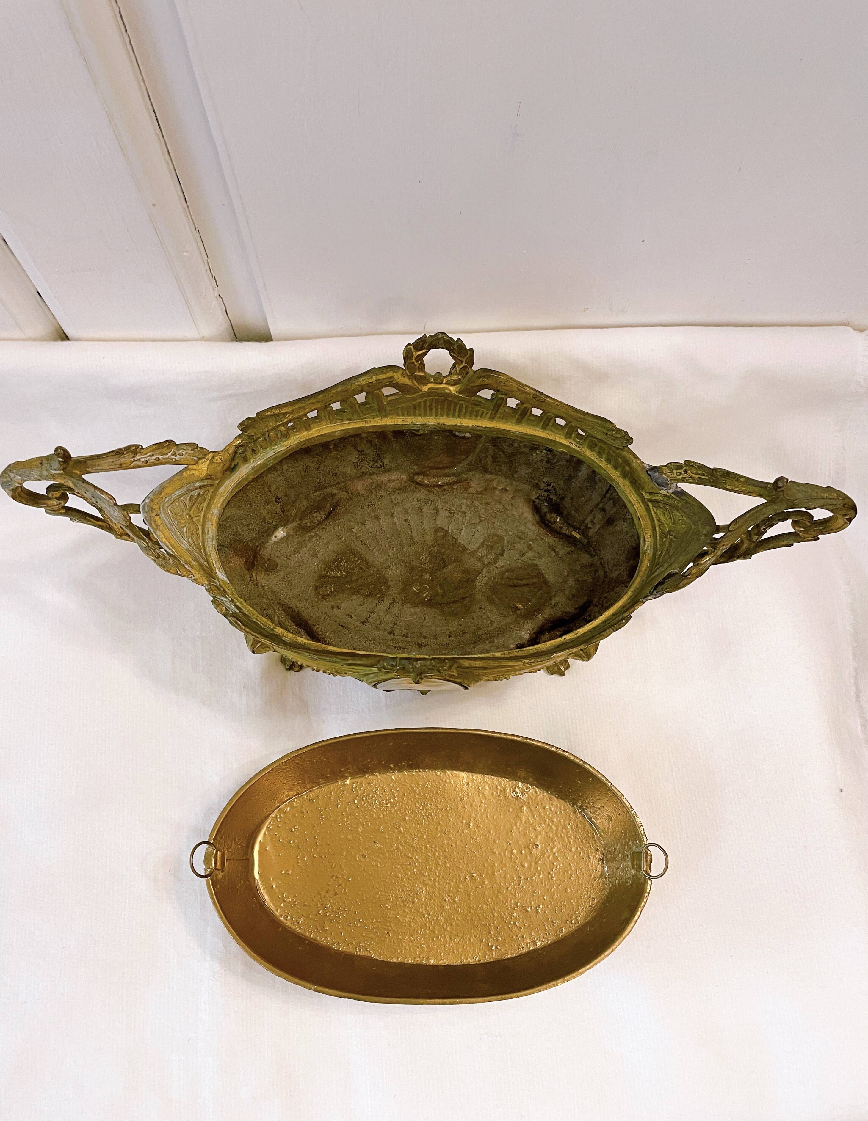 Antique planter or centerpiece in recess