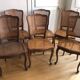 Set of 6 Louis XV chairs Cherry and canework