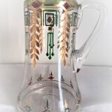 Carafe and 3 liquor glasses with Jugendstijl motifs, year 1920