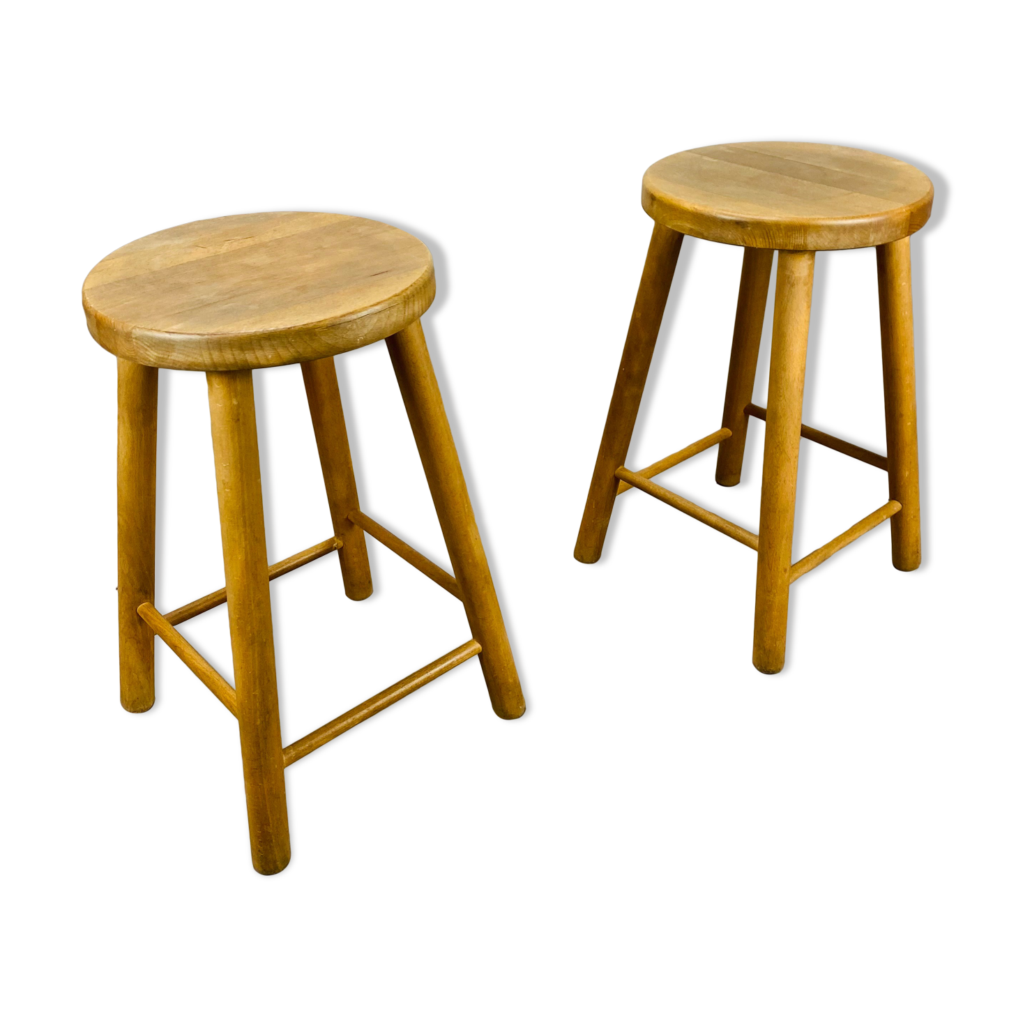 Pair of vintage wooden stools