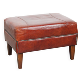 Ottoman couleur cognac en cuir de vachette