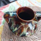 Vase with handles in flamed ceramic signed Julien Guet