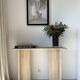Polished travertine console vintage style design raw travertine console